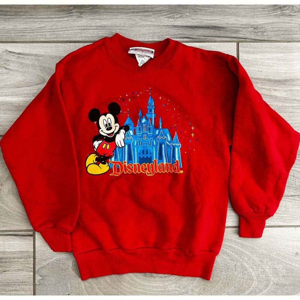 Vintage Mickey Inc Kids Crewneck Red Sweatshirt Disneyland Mickey Mouse size M